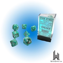 Marble - Polyhedral 7-Die Set - Oxi-Copper / White